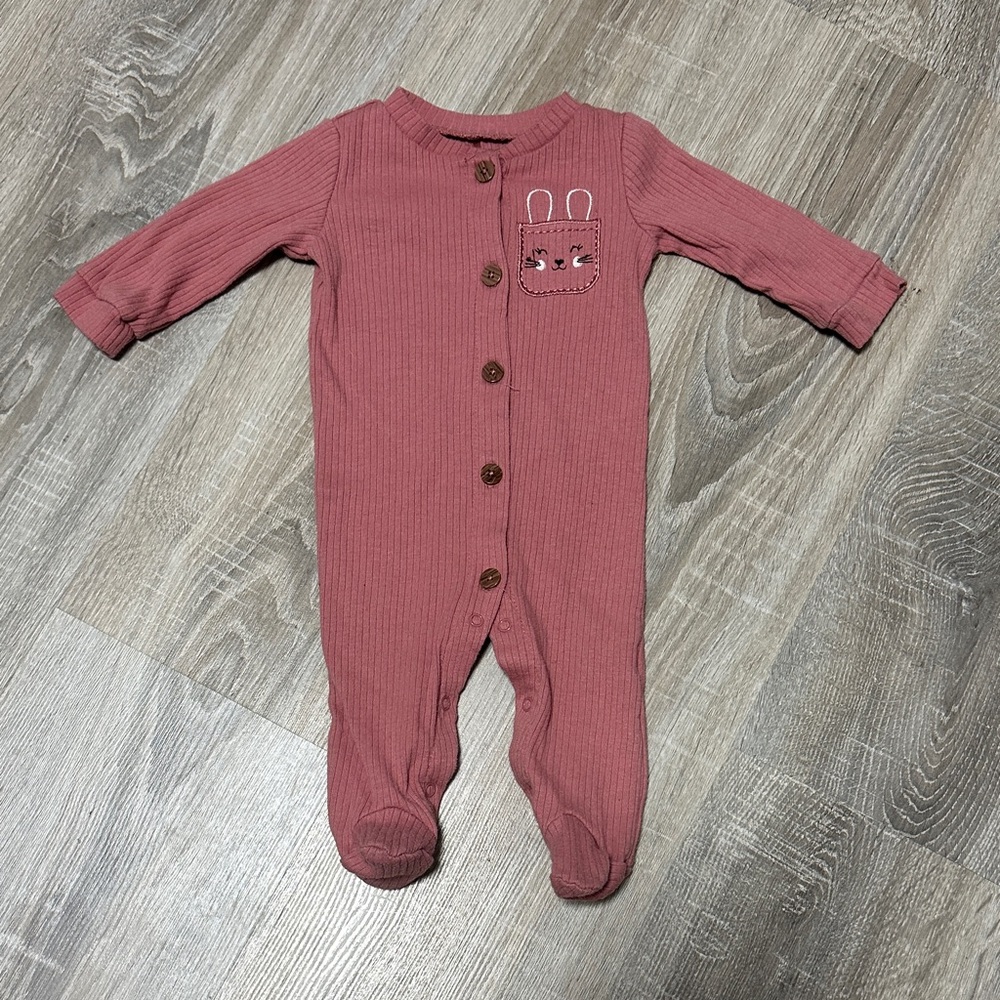 Baby Gear Mauve Button-Up Footie
